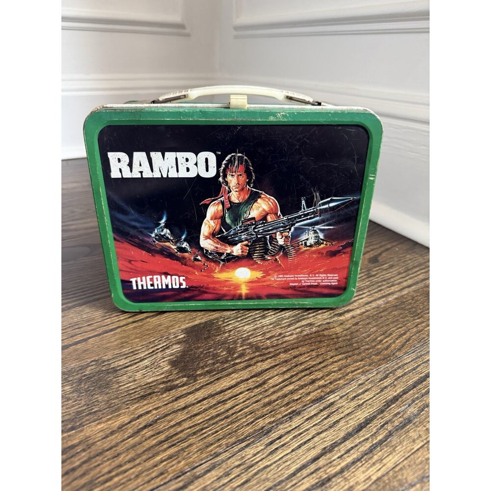 Vtg Metal Lunchbox no Thermos ~RAMBO~ 1985 Sly Stallone